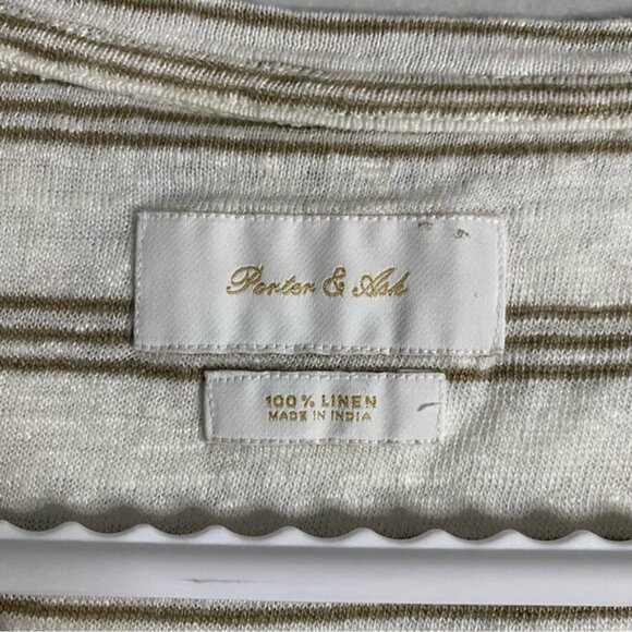 Porter and Ash Women's 100% Linen Striped Crewneck Short Sleeve T-Shirt - Picture 4 of 8